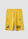 Yellow cotton-blend sports shorts with Lakers logo_0
