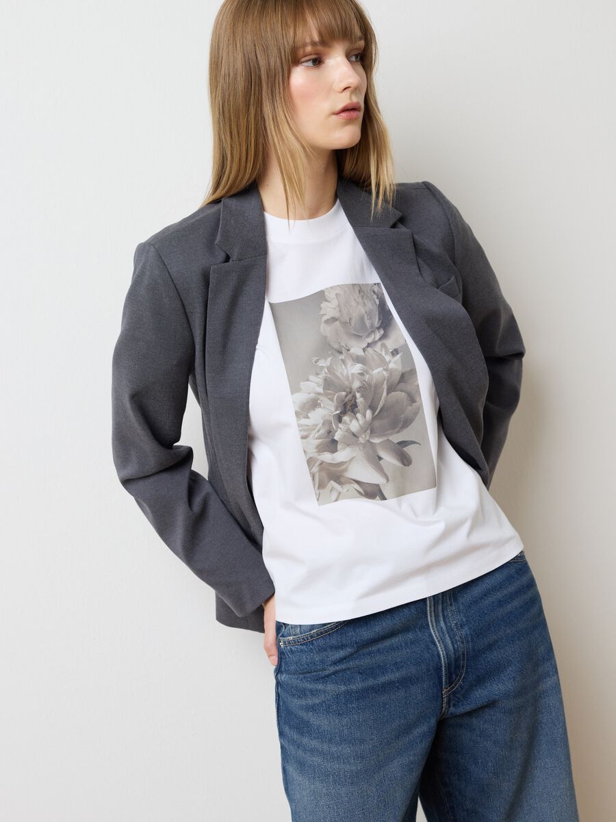 White pure cotton regular fit shirt with print_0