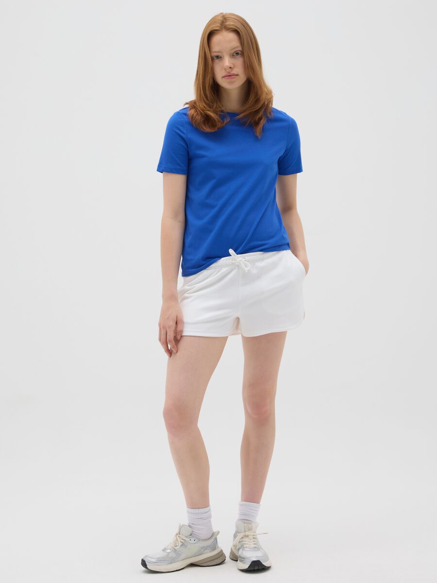 Women's blue pure cotton regular fit T-shirt_1