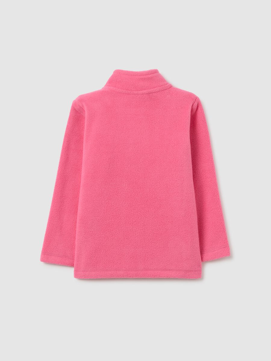 Pink high-neck regular fit girls' sweatshirt with full zip_1