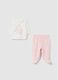 Cotton White and Pink Girl's Jumper and Trousers Set_0