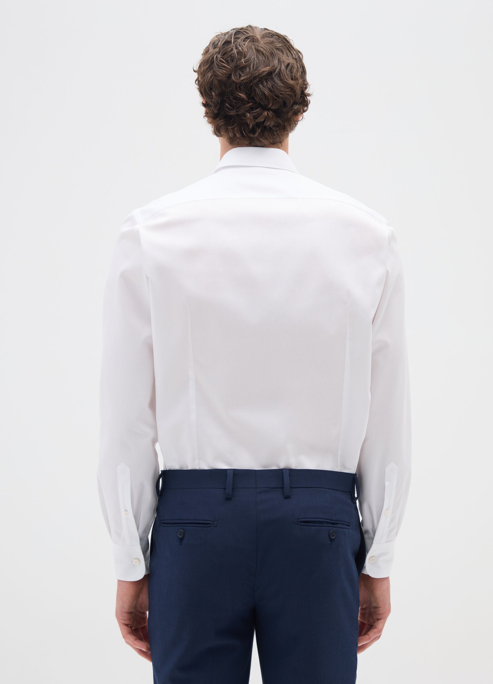 White Cotton Slim Fit Shirt