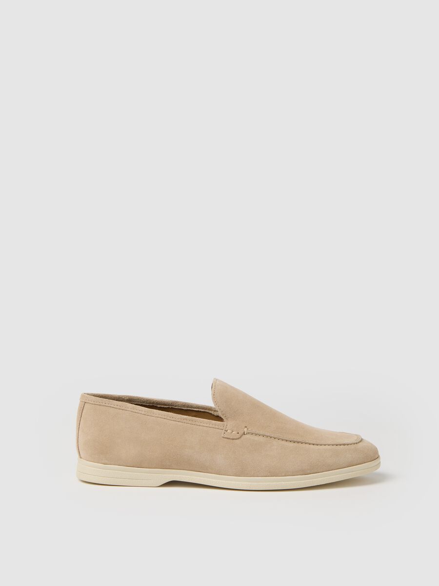 Mocassini da uomo in vera pelle beige_0