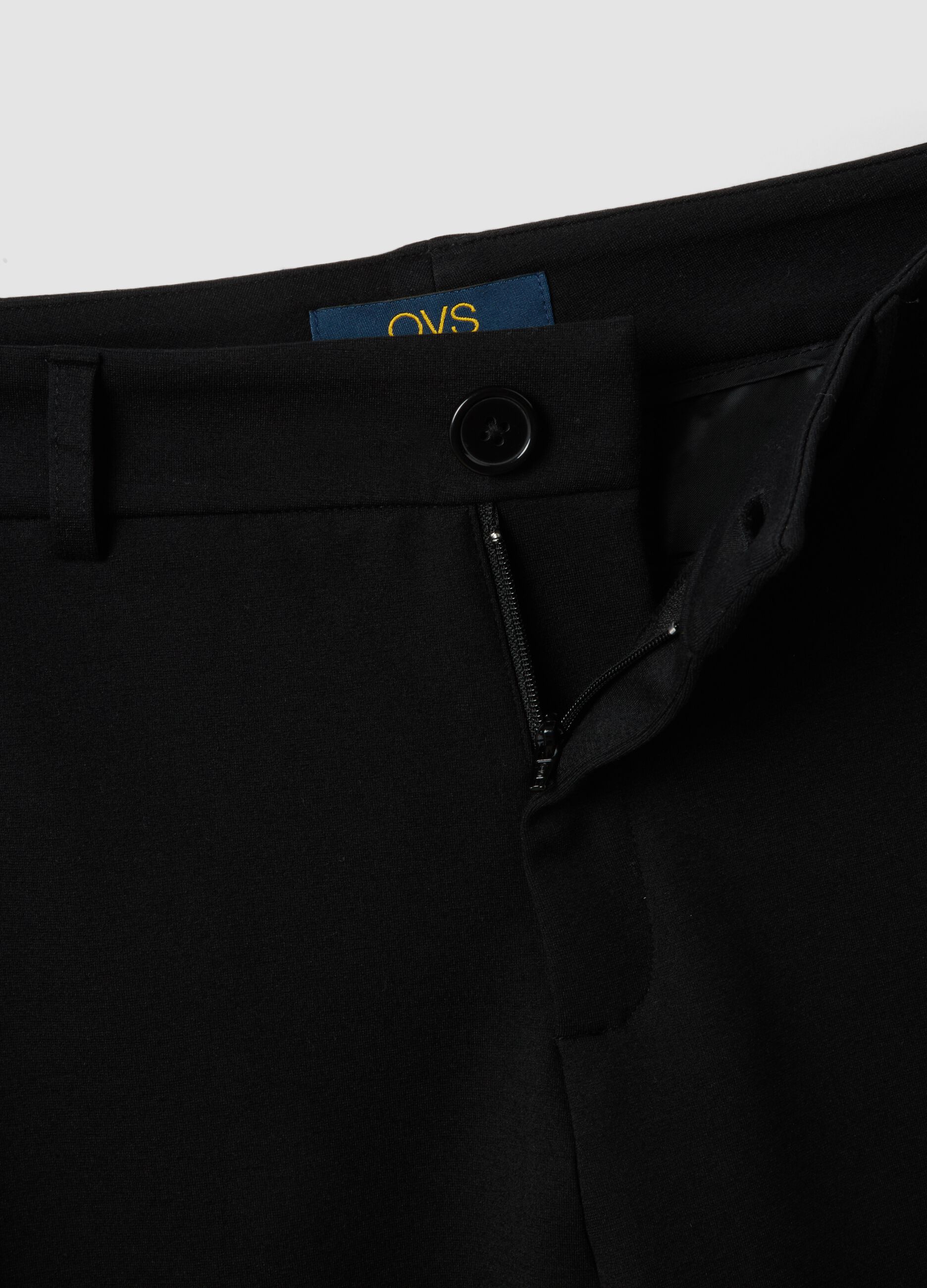 Black stretch viscose trousers