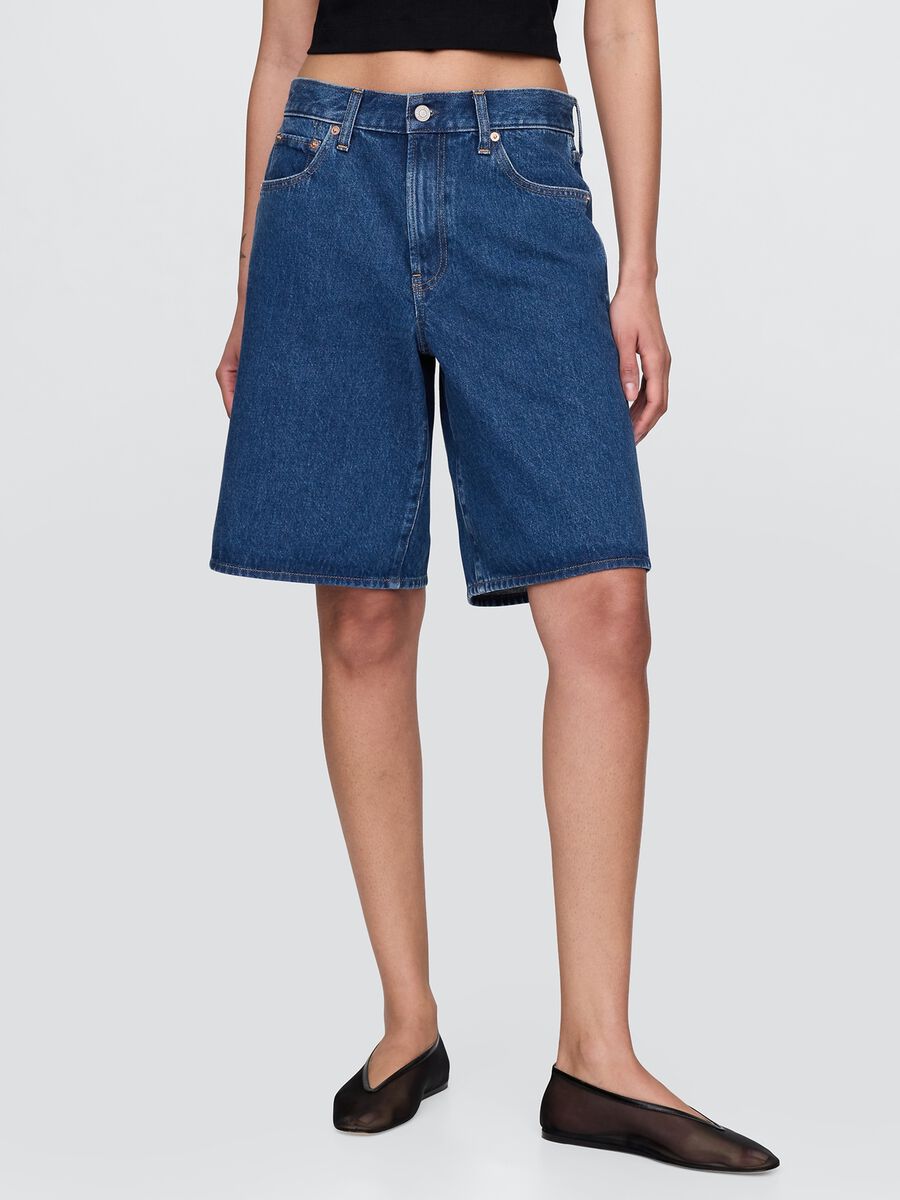 Pantaloncini in denim blu_1