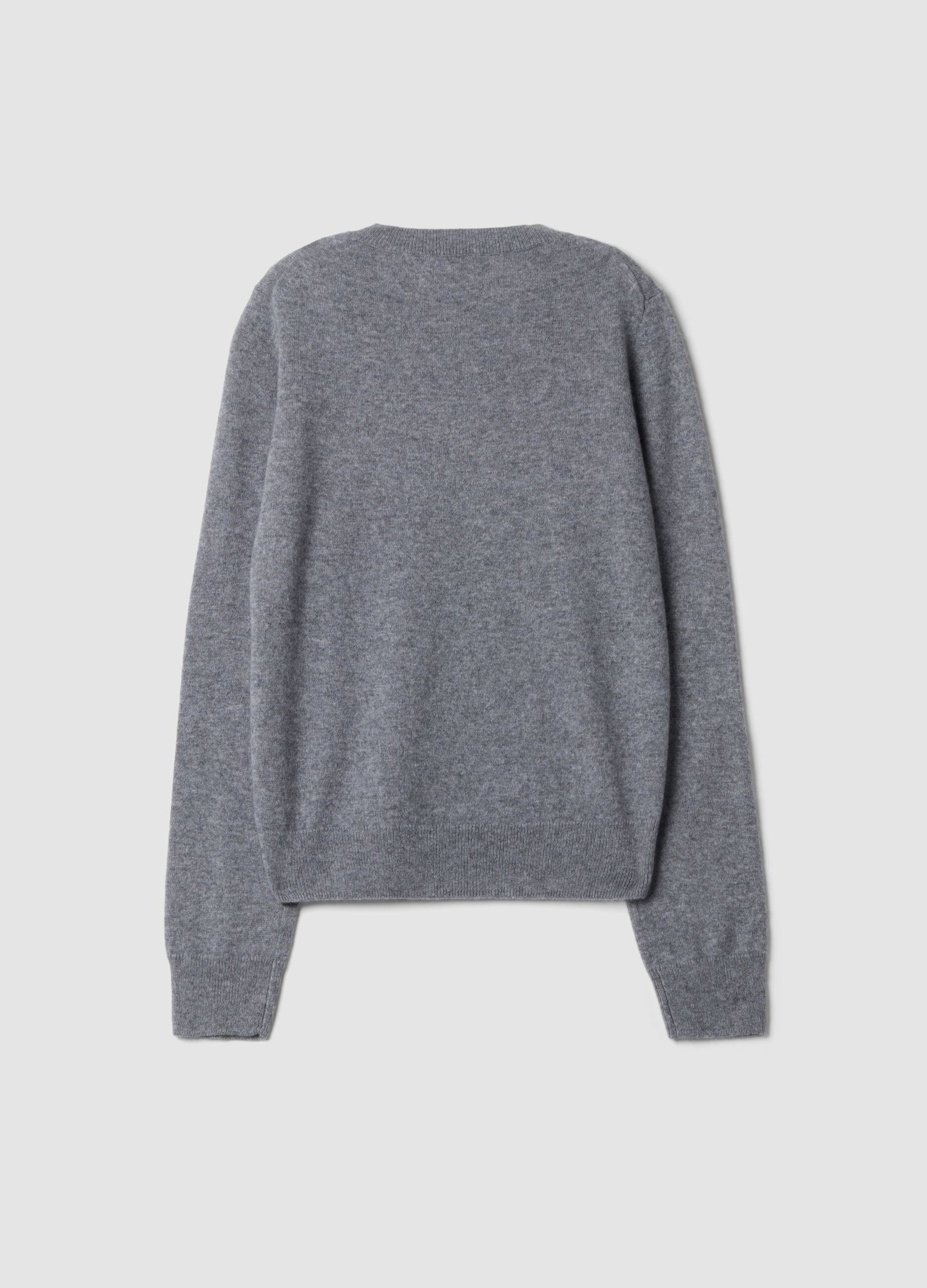 Grey pure cashmere crew-neck jumper
