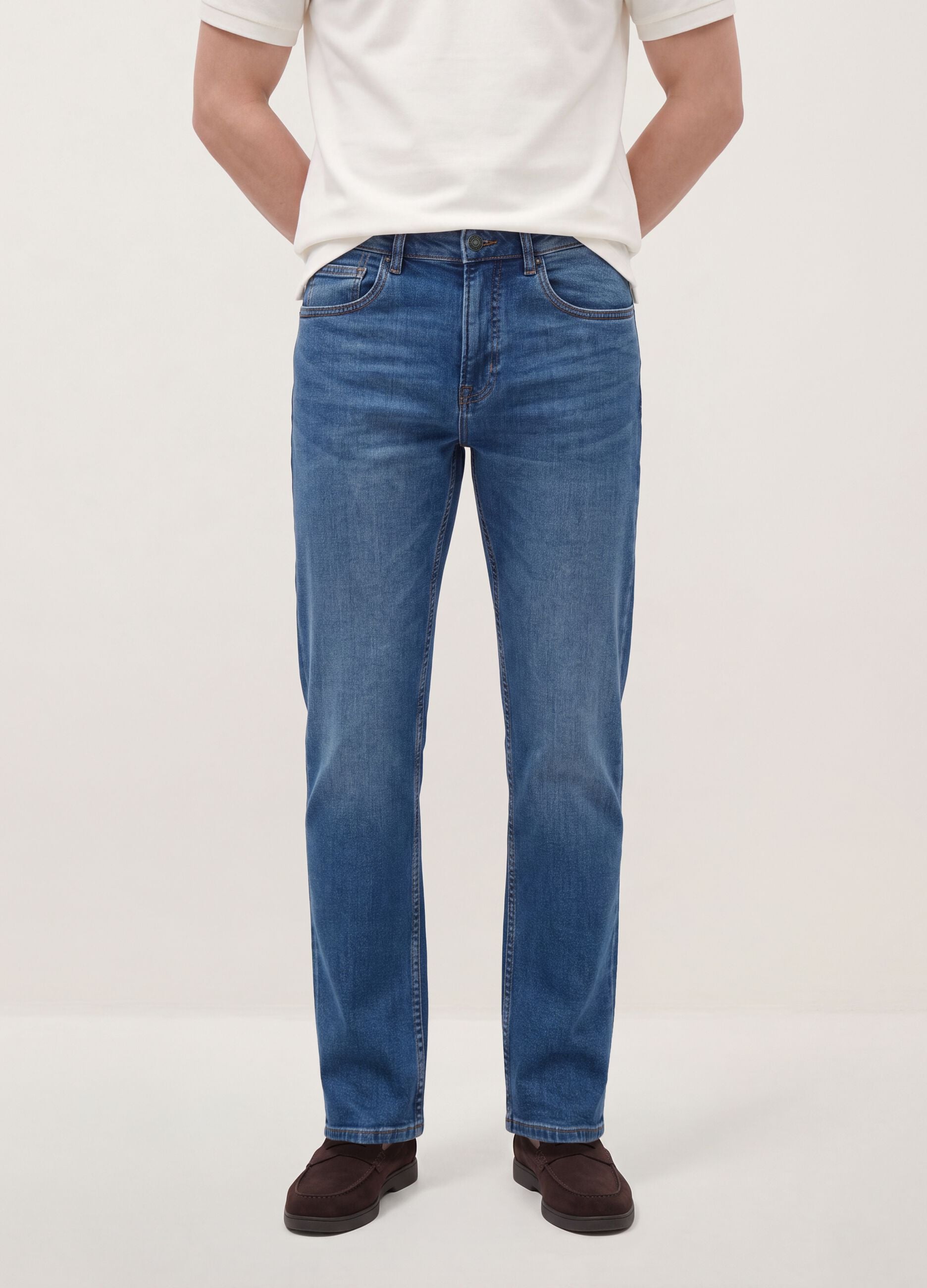 Blue comfort-fit stretch cotton jeans
