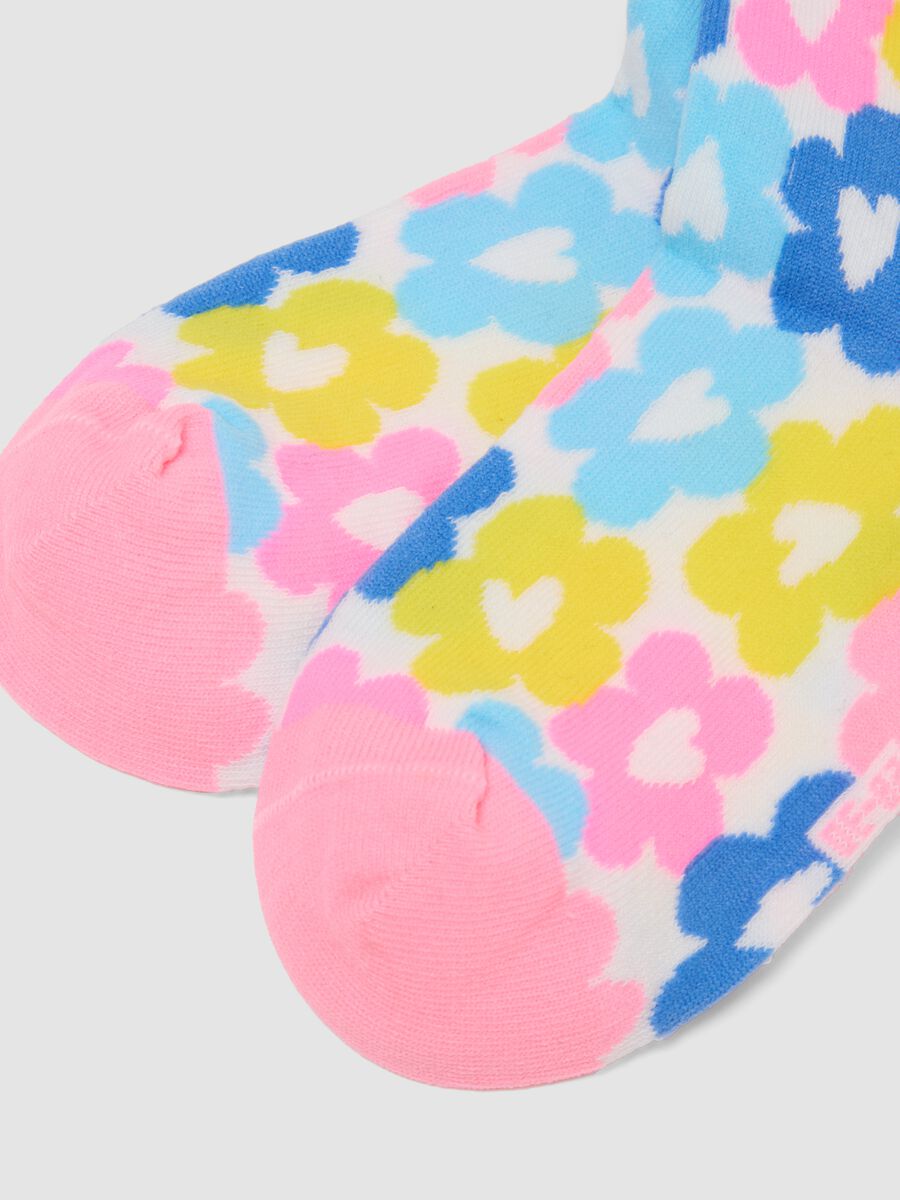 2-pack of white floral ankle socks in stretch organic cotton_2