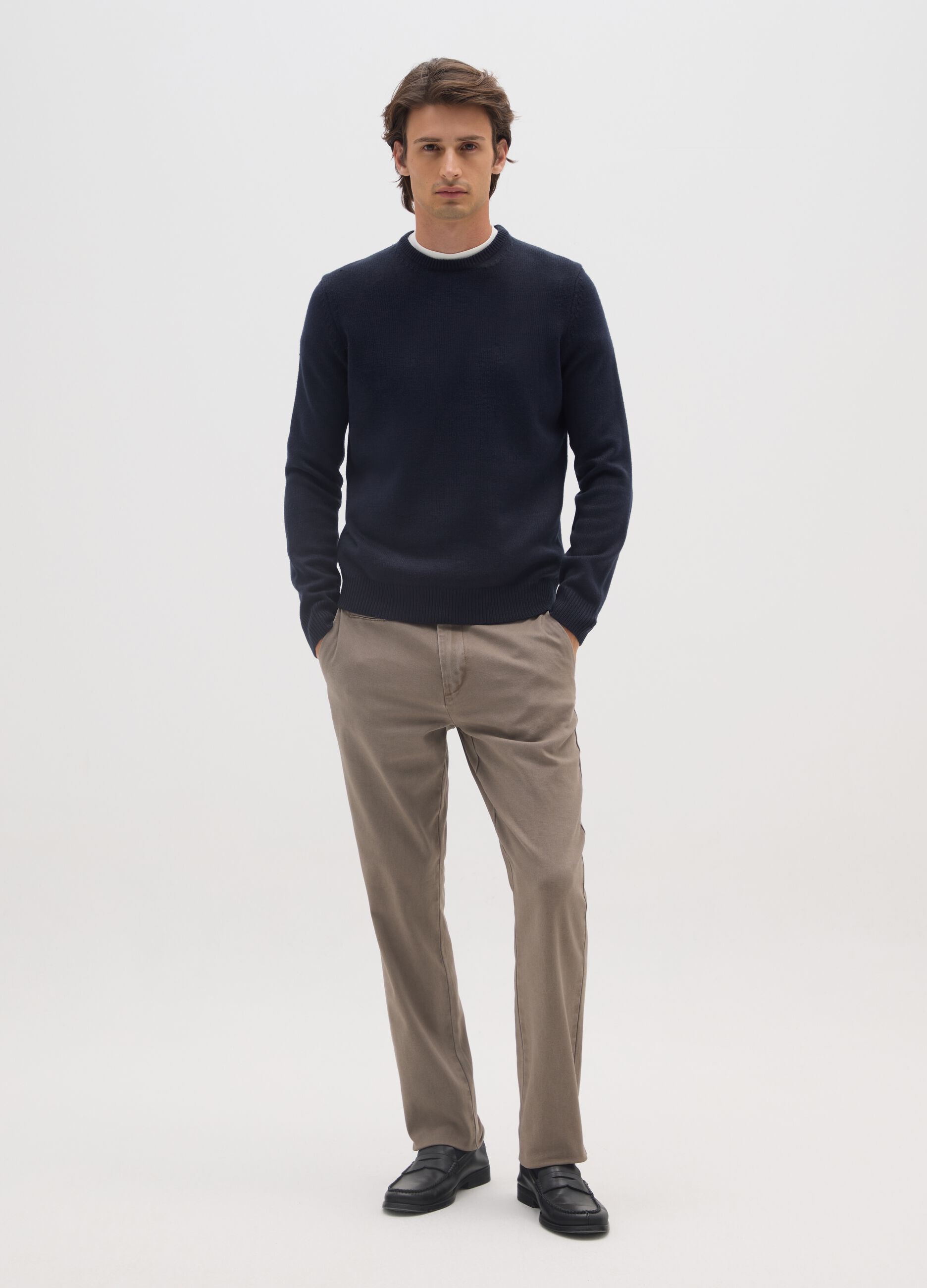 Brown slim fit cotton chinos