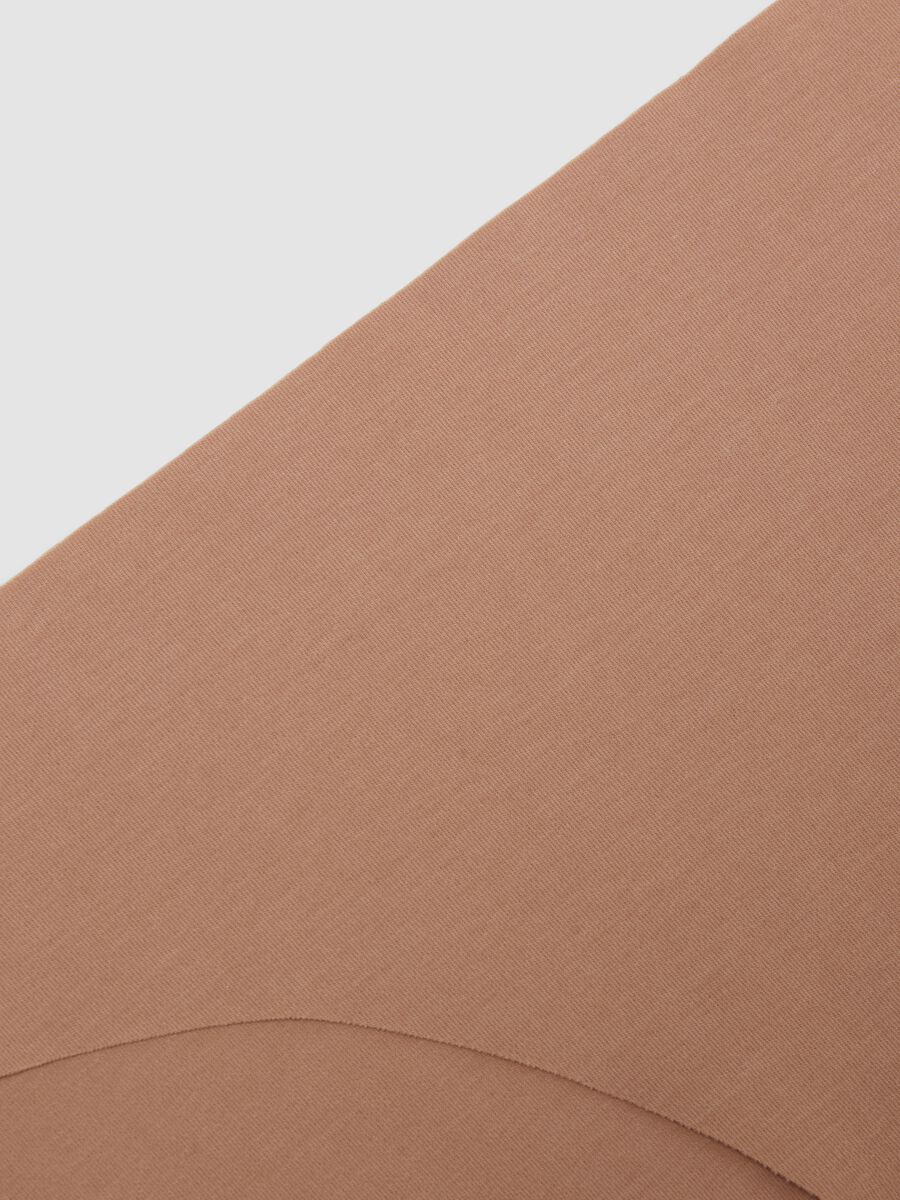 Beige regular fit stretch cotton briefs_5
