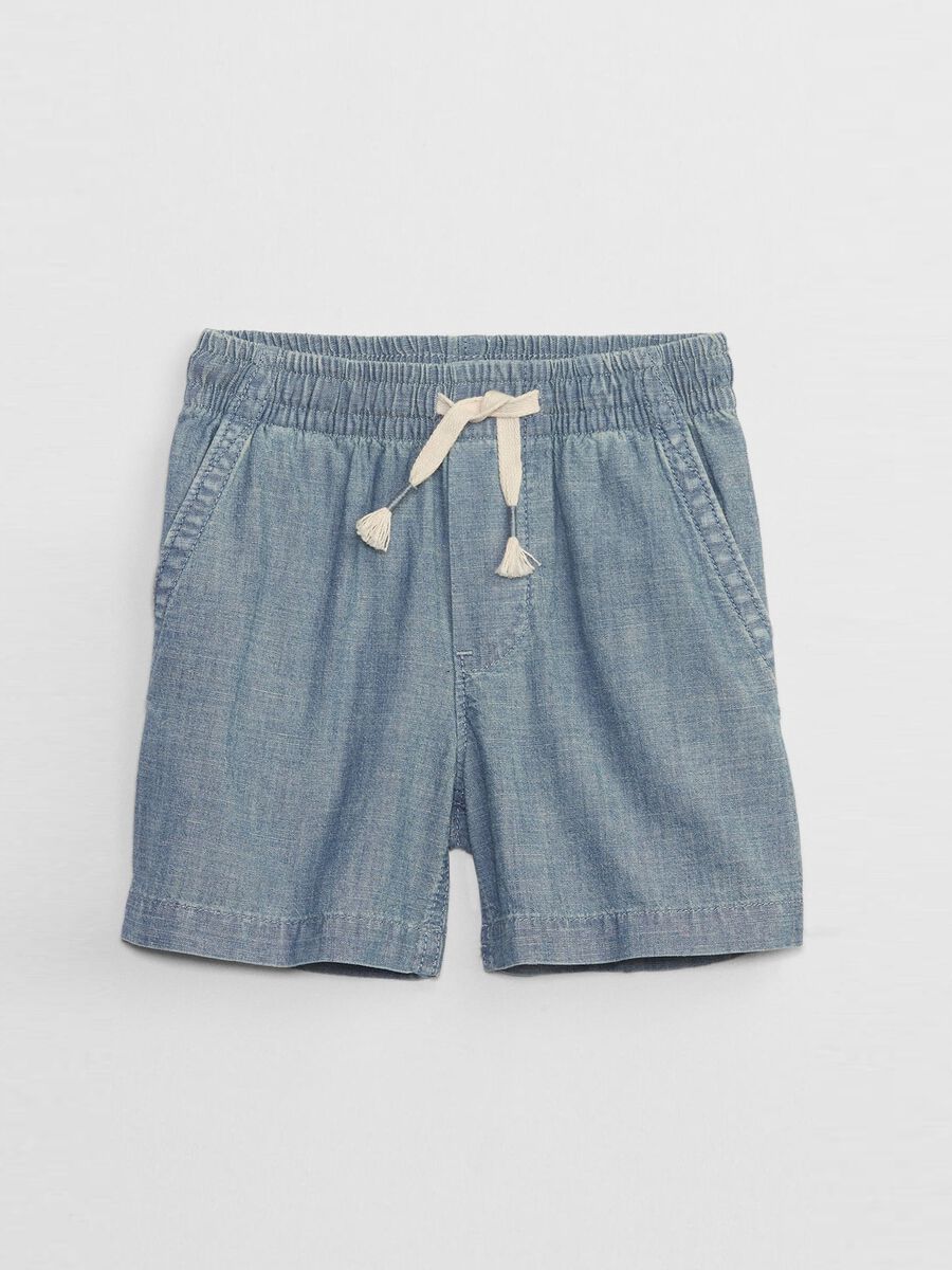 Shorts in denim con coulisse_0