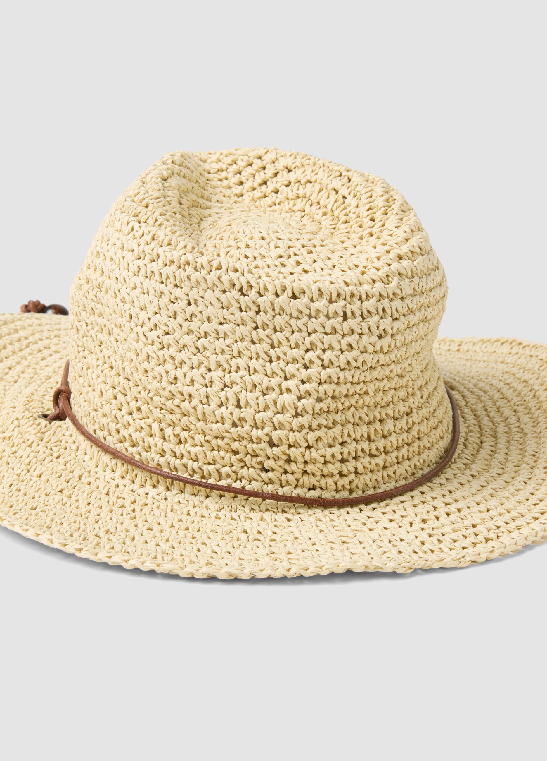 Beige fedora in pure paper fabric