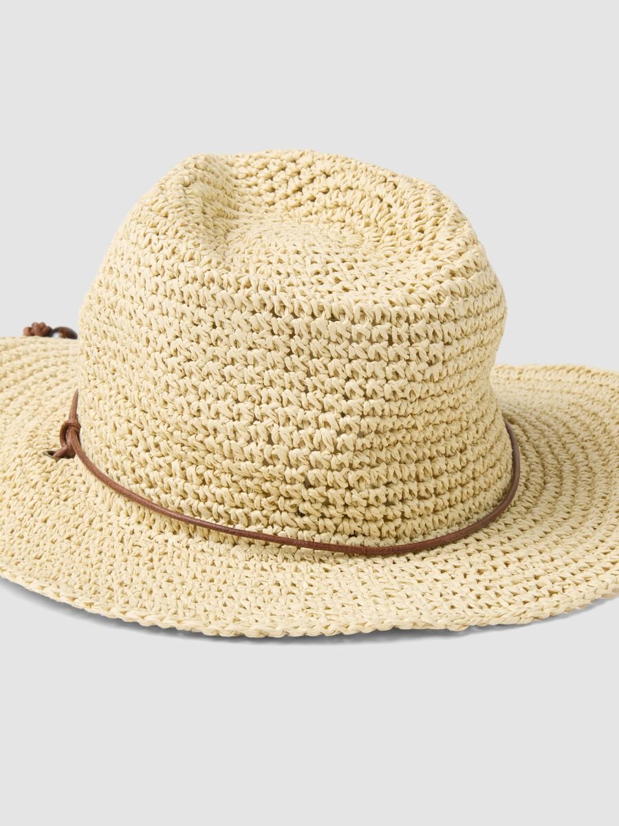 Beige fedora in pure paper fabric_2