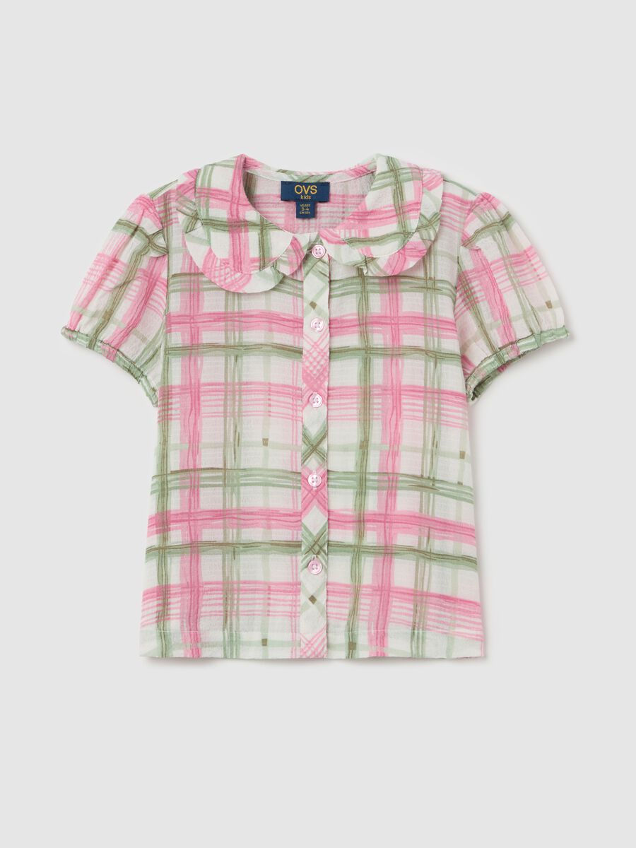 Short-sleeved shirt with check pattern_0