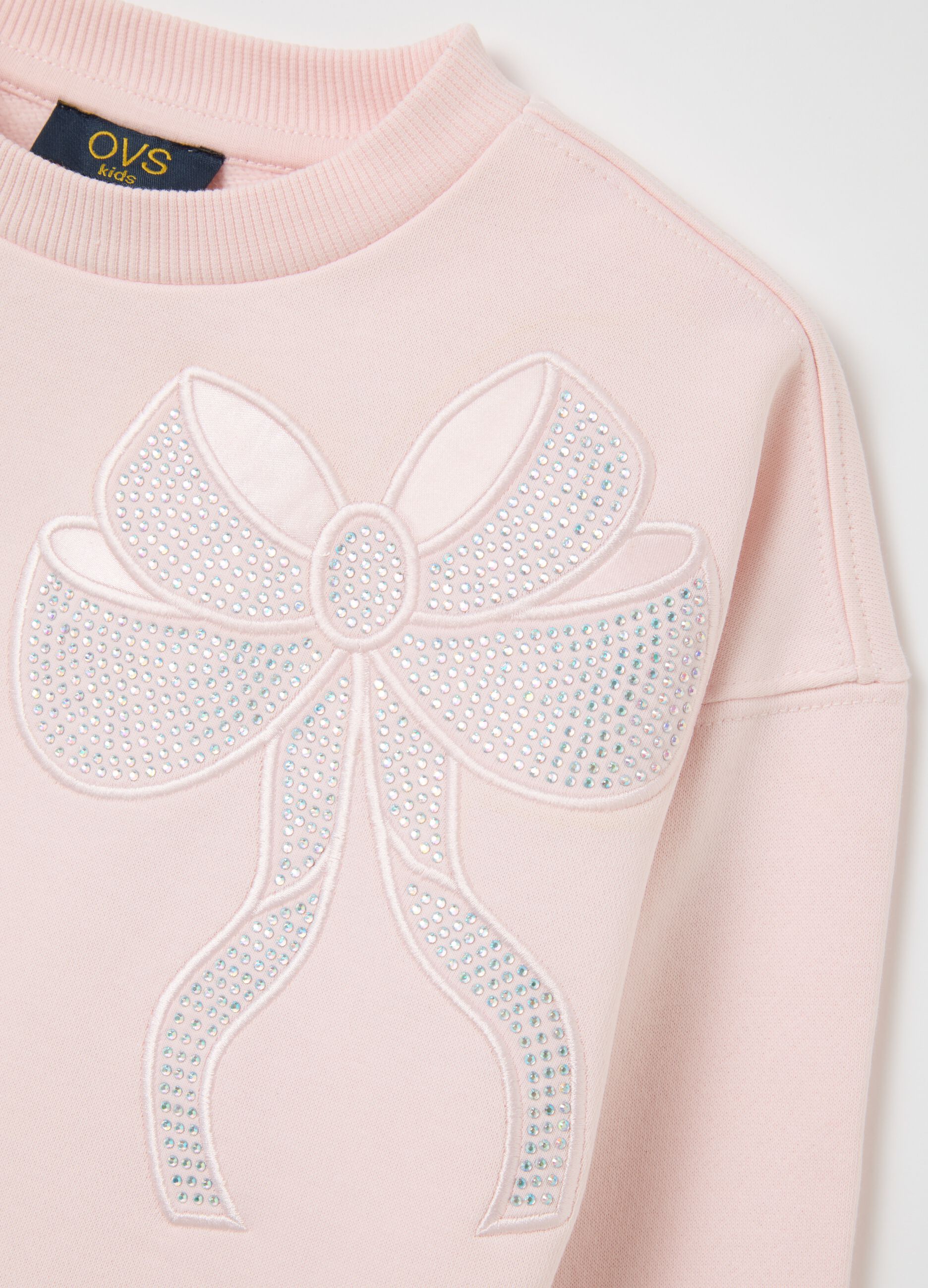 Girls' cotton blend pink sweatshirt with bow