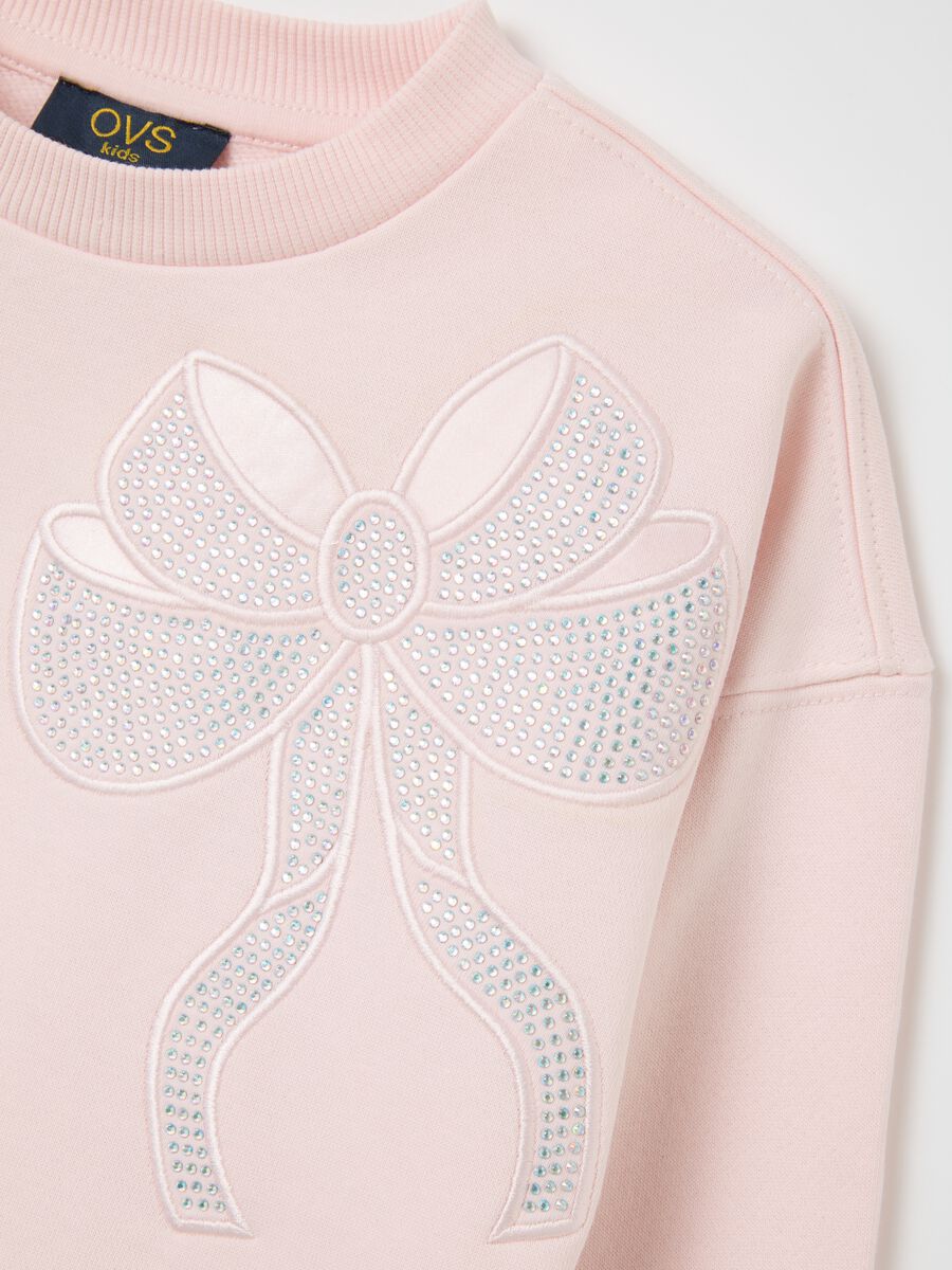 Girls' cotton blend pink sweatshirt with bow_3