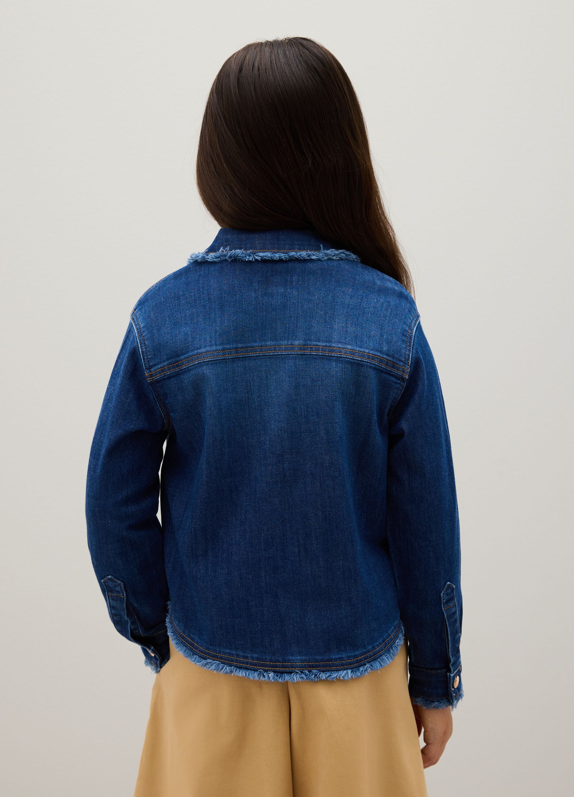Girls' regular fit blue denim shirt