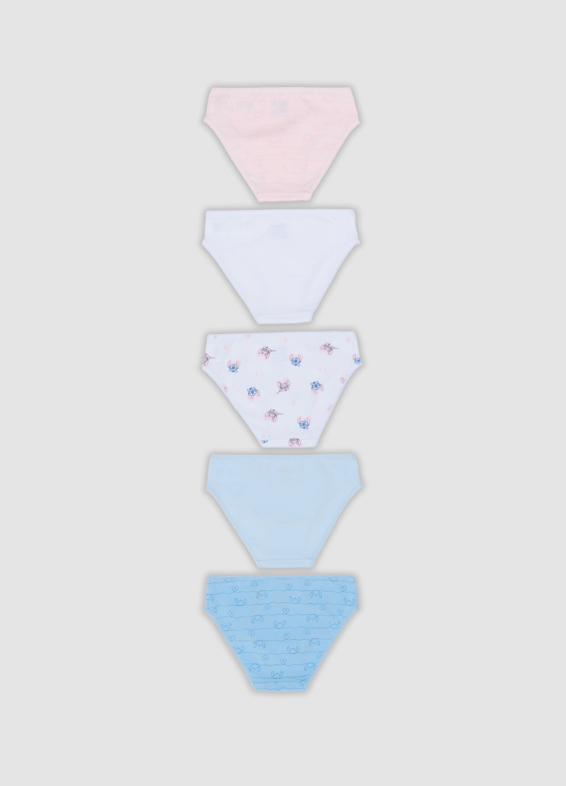 5-pack of multicolour organic stretch cotton briefs with Stitch print