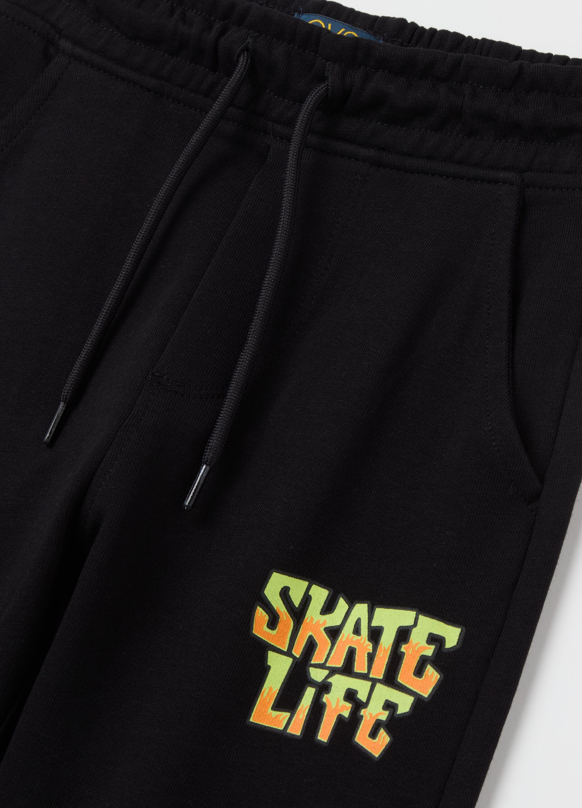 Joggers with drawstring and print