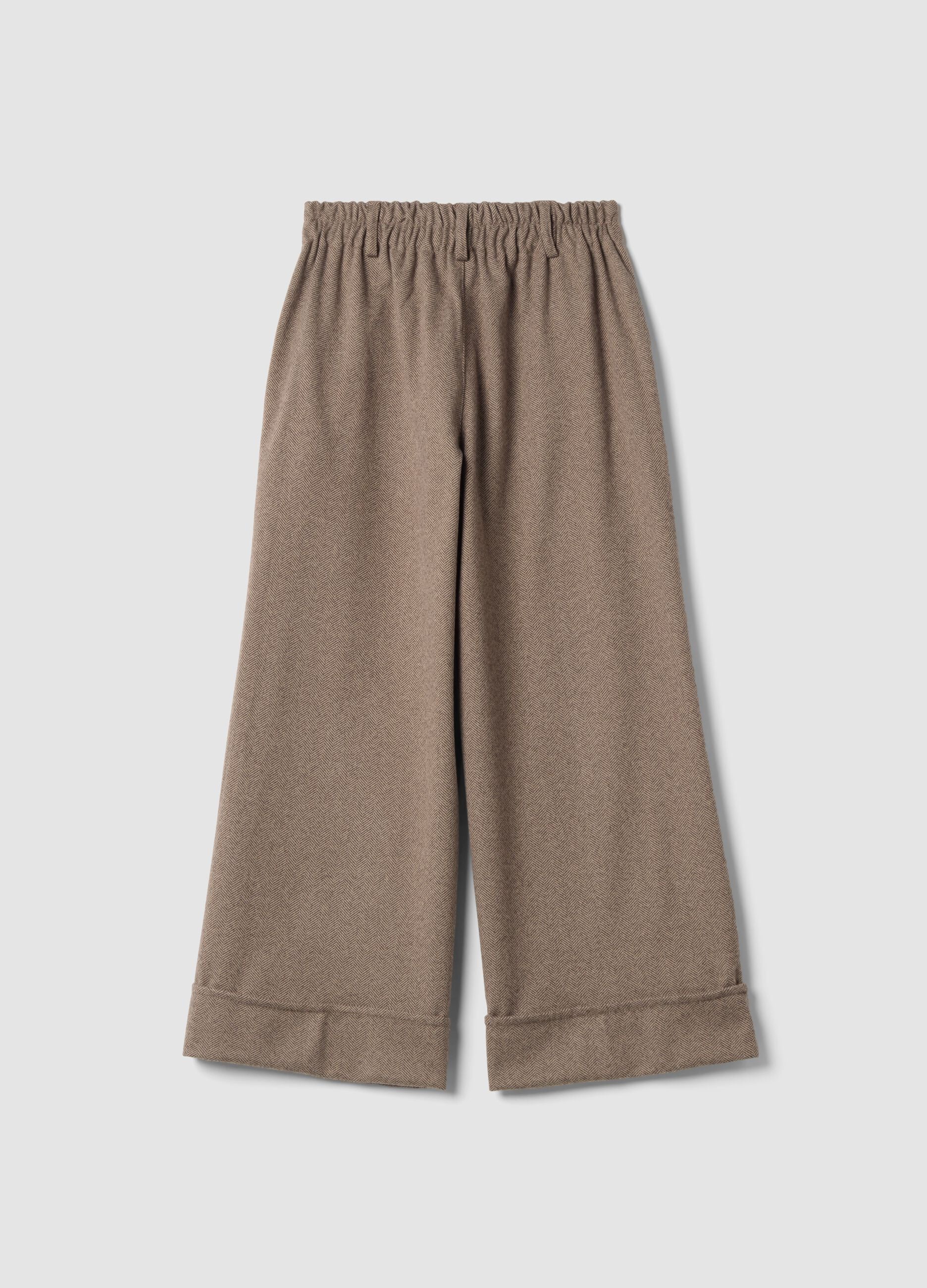 Brown regular-fit wide-leg trousers