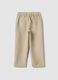 Children's Regular Fit Beige Striped Linen Blend Trousers_1