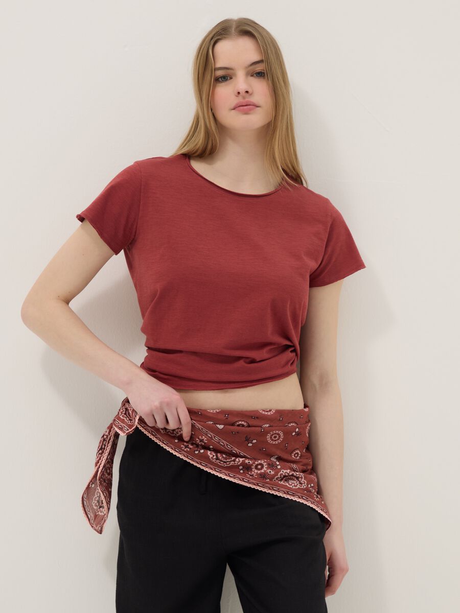 Red pure cotton short-sleeve T-shirt, regular fit_3