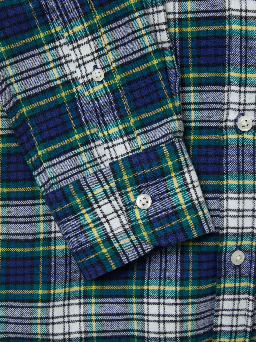 Chequered flannel button-down shirt_5