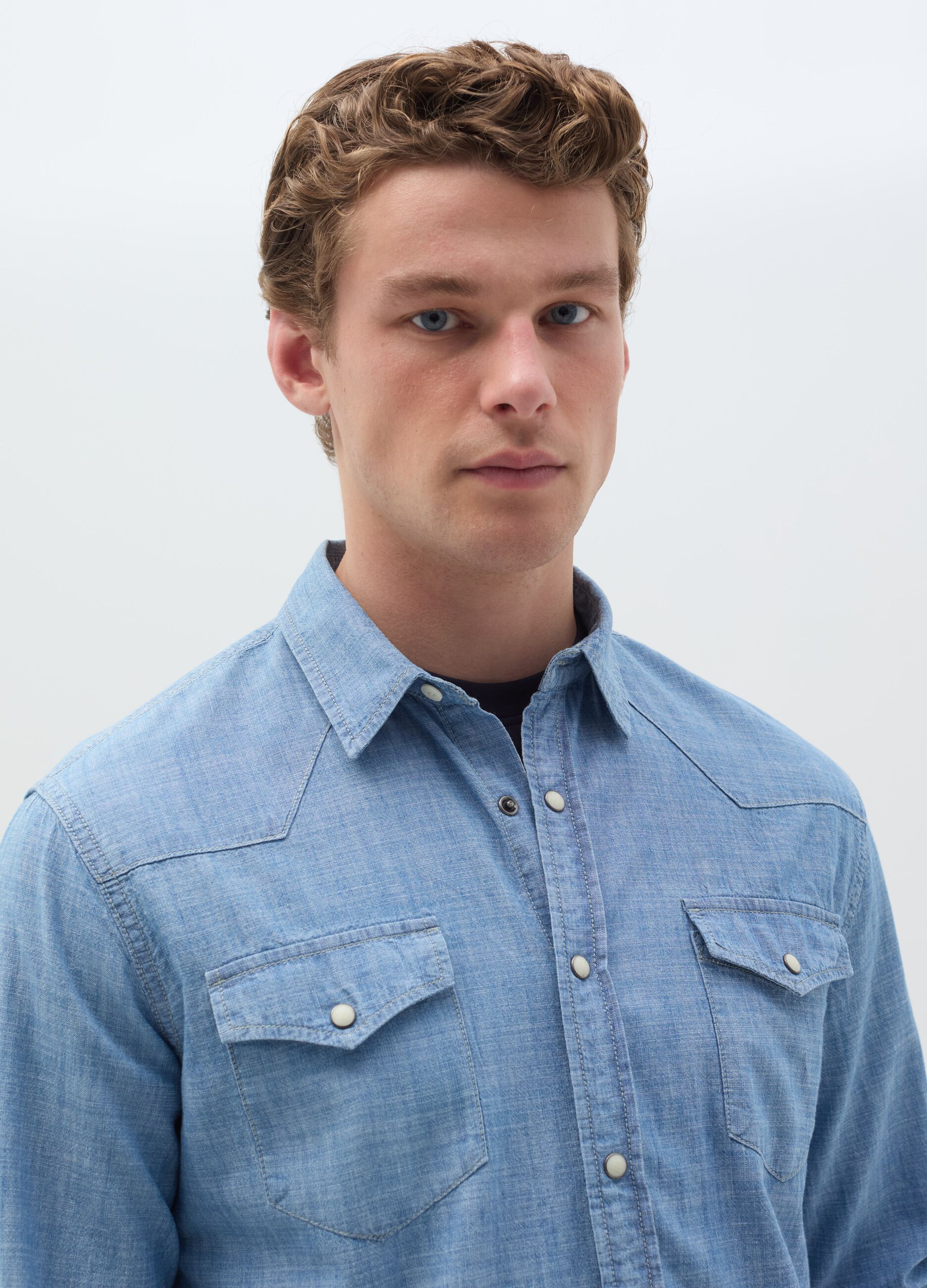 Denim shirt with pockets