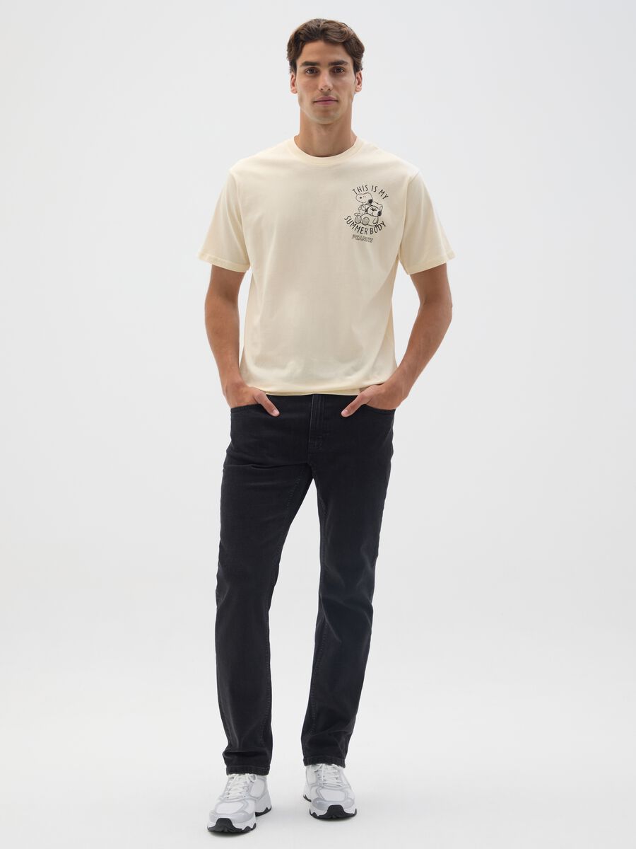 Beige pure cotton regular fit T-shirt_1