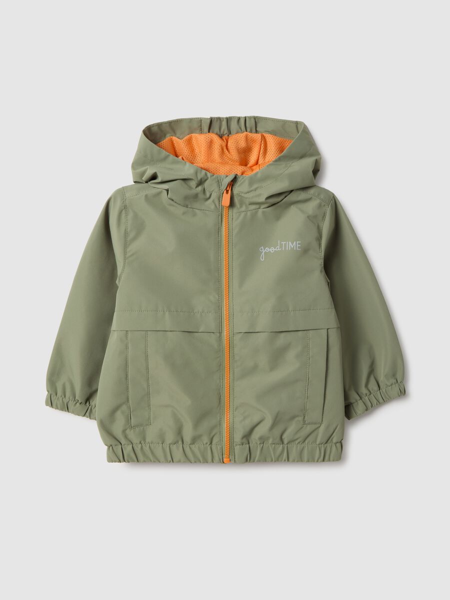 Green children's regular fit jacket with full zip and hood_0