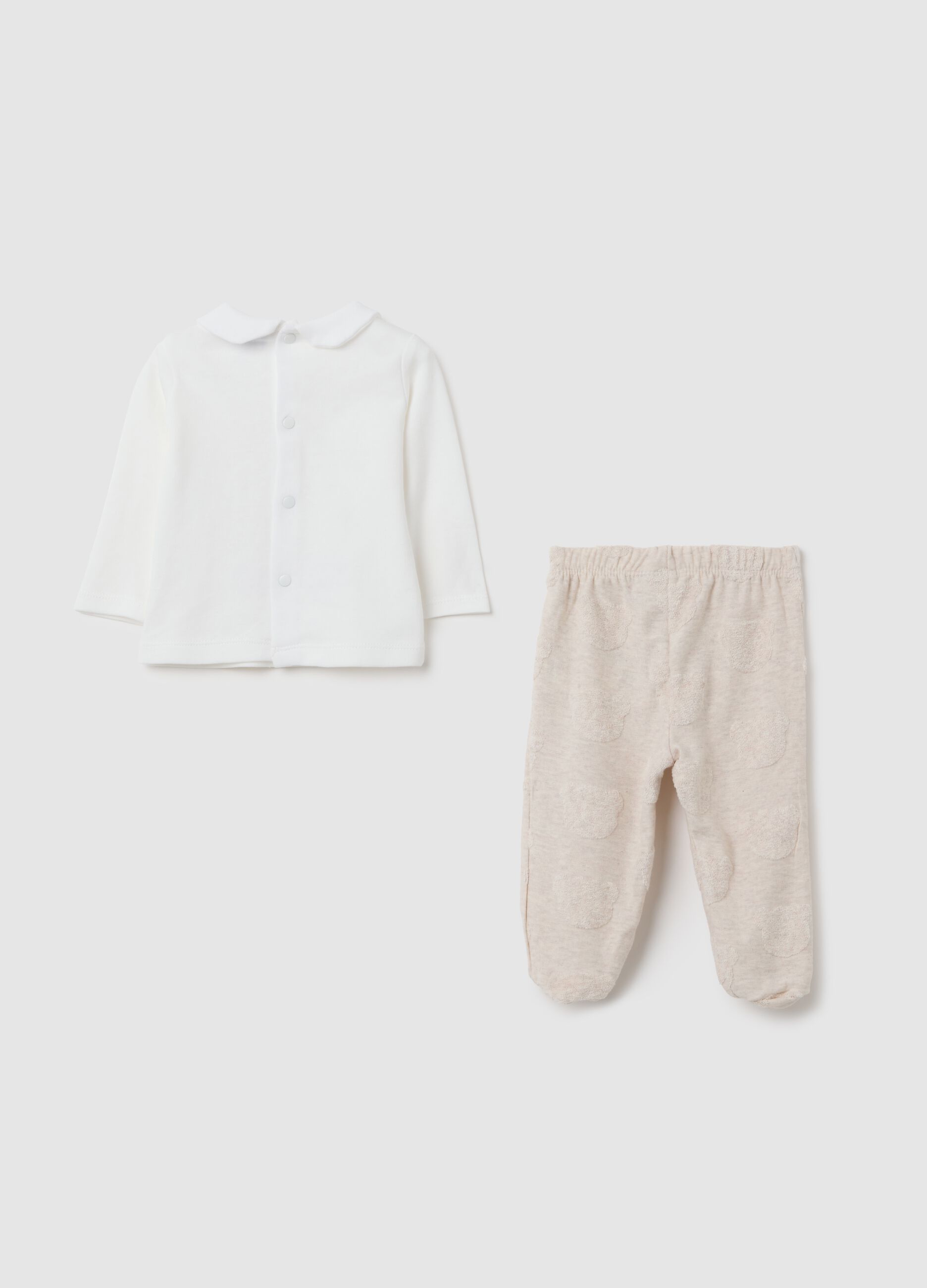 White pure cotton top and trousers set for baby girls