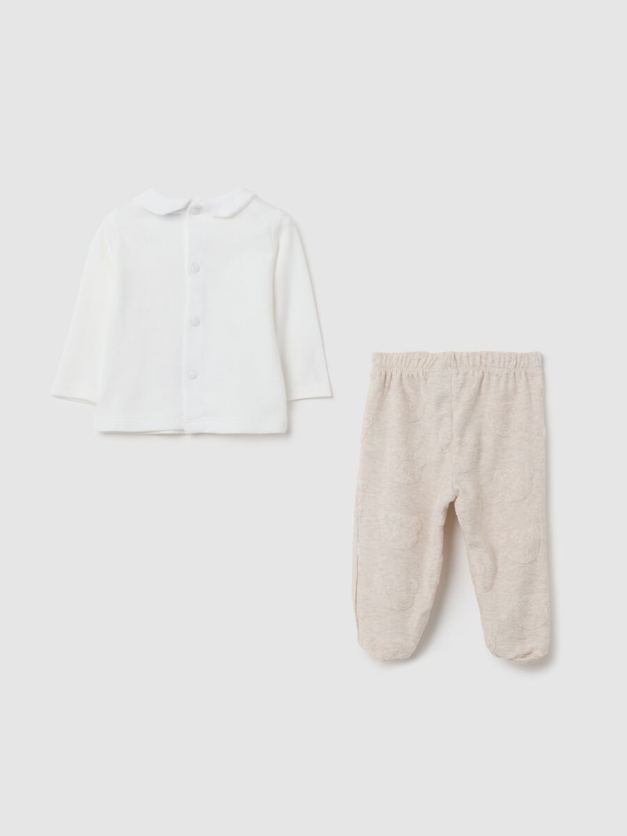 White pure cotton top and trousers set for baby girls_1