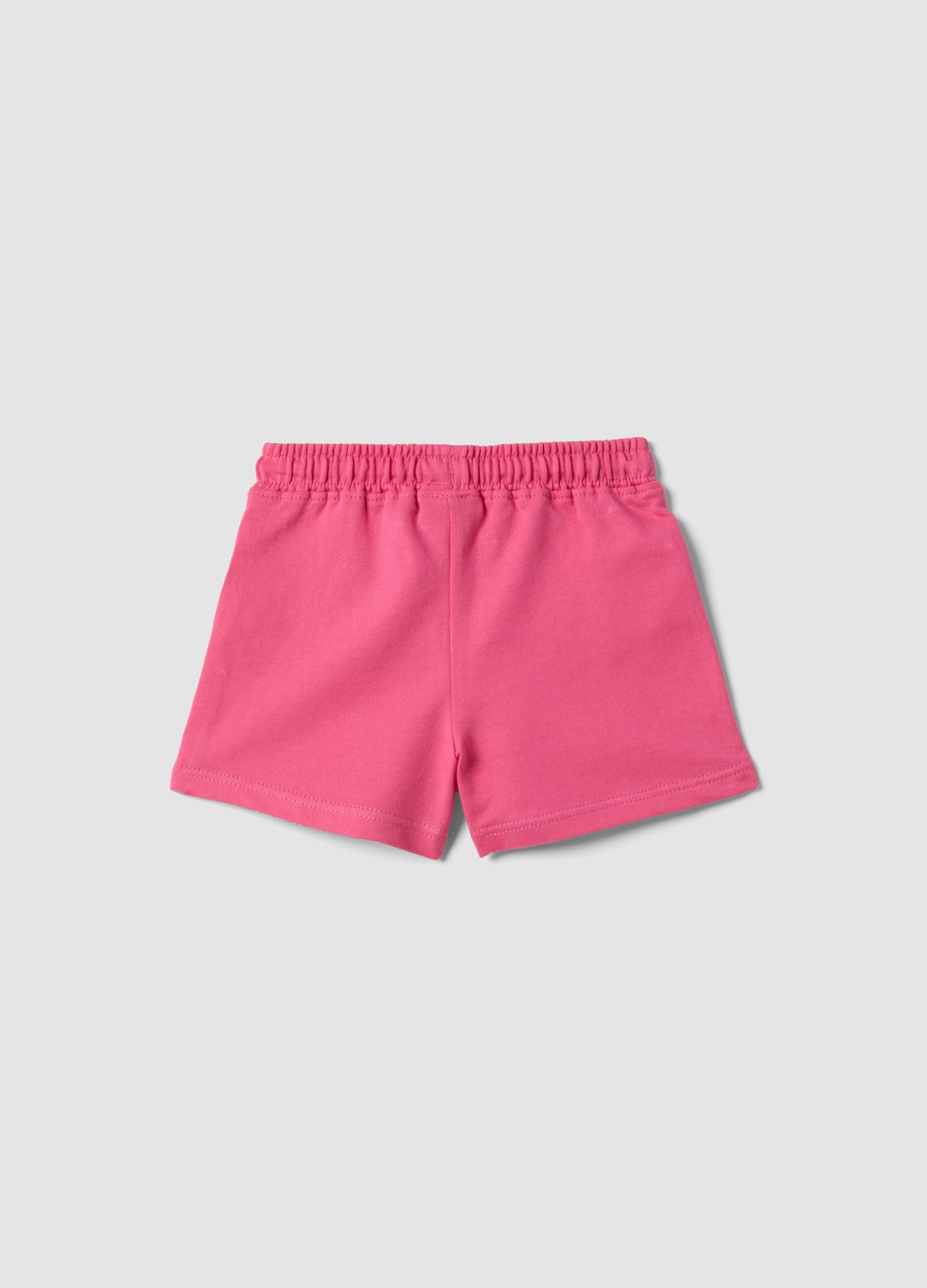 Girls&rsquo; pink pure cotton shorts, regular fit