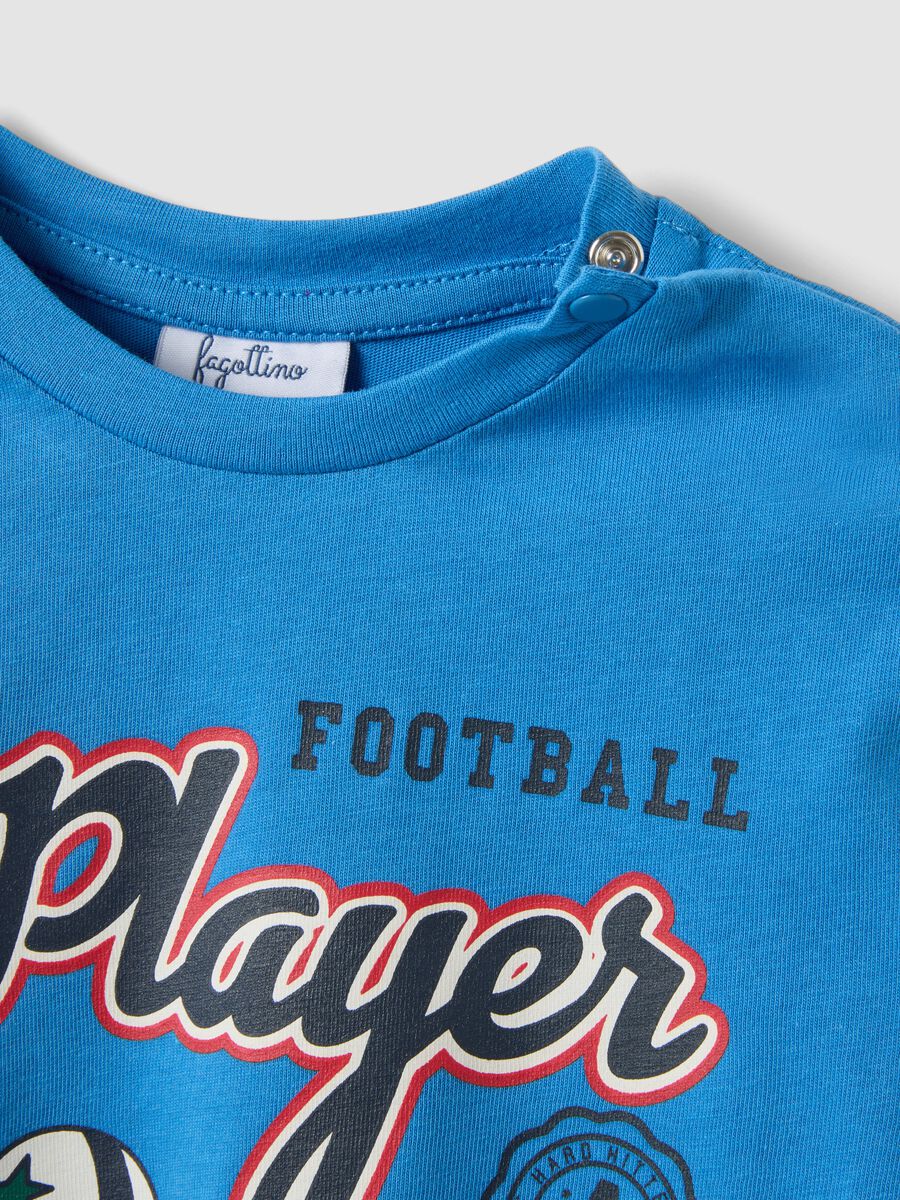 Blue organic cotton T-shirt with puppy print for baby boy_2