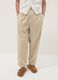 Beige linen-cotton blend trousers with an elasticated waist_1