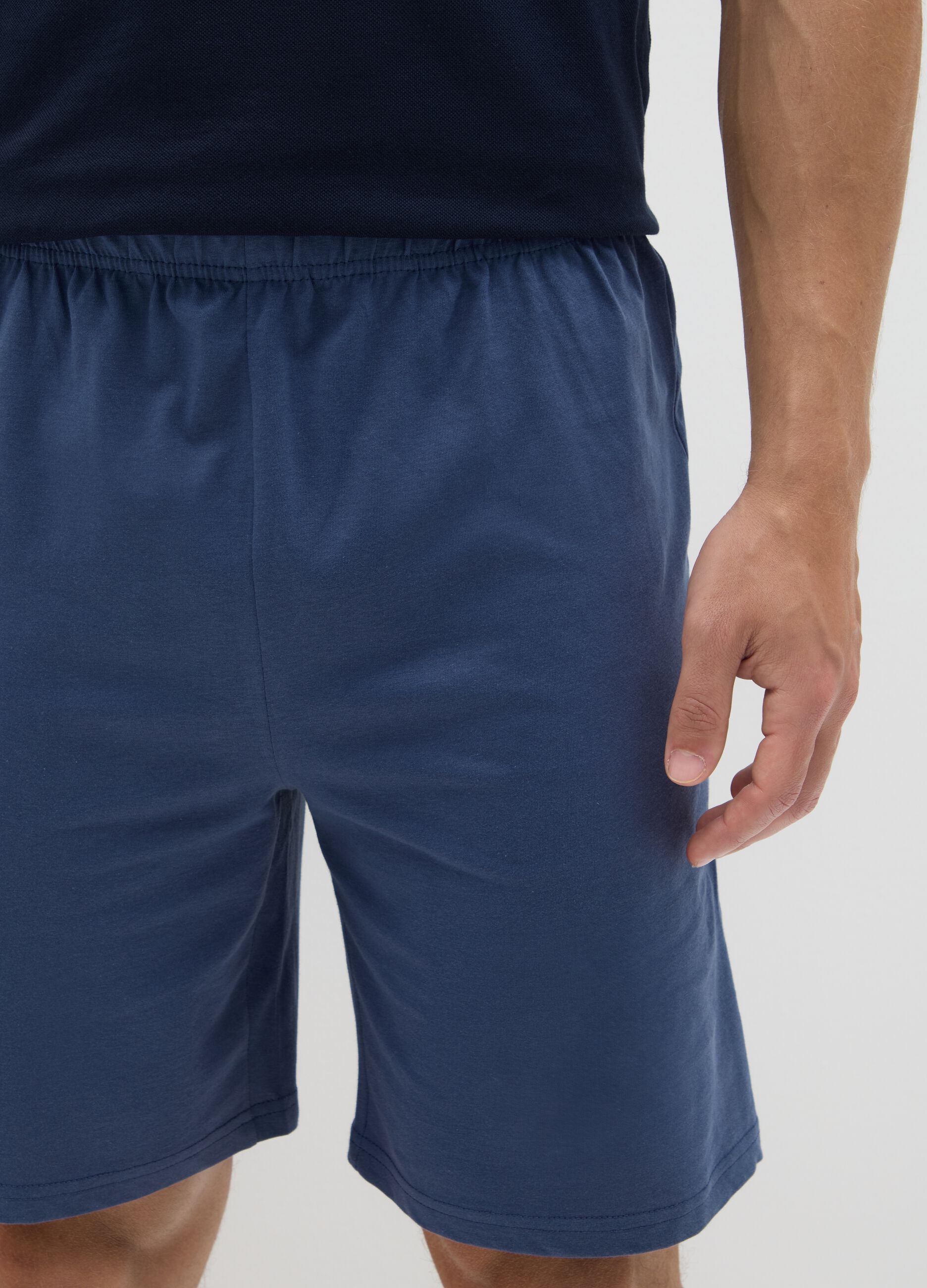 Men's blue cotton regular fit t-shirt and bermuda shorts set