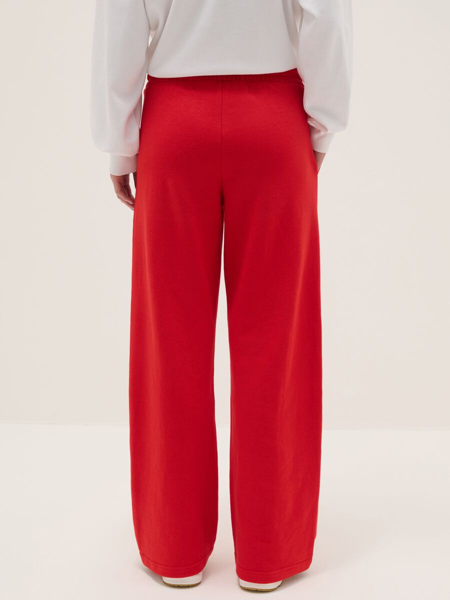Red wide-leg cotton blend trousers regular fit with Everlast logo_2