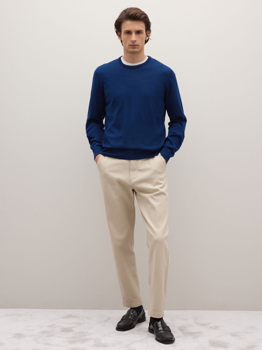 Blue Merino Wool Long Sleeve Jumper_2
