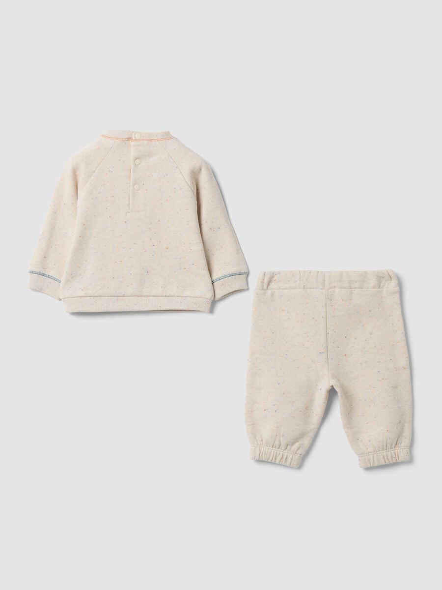 Beige organic cotton-blend sweatshirt and joggers set_1