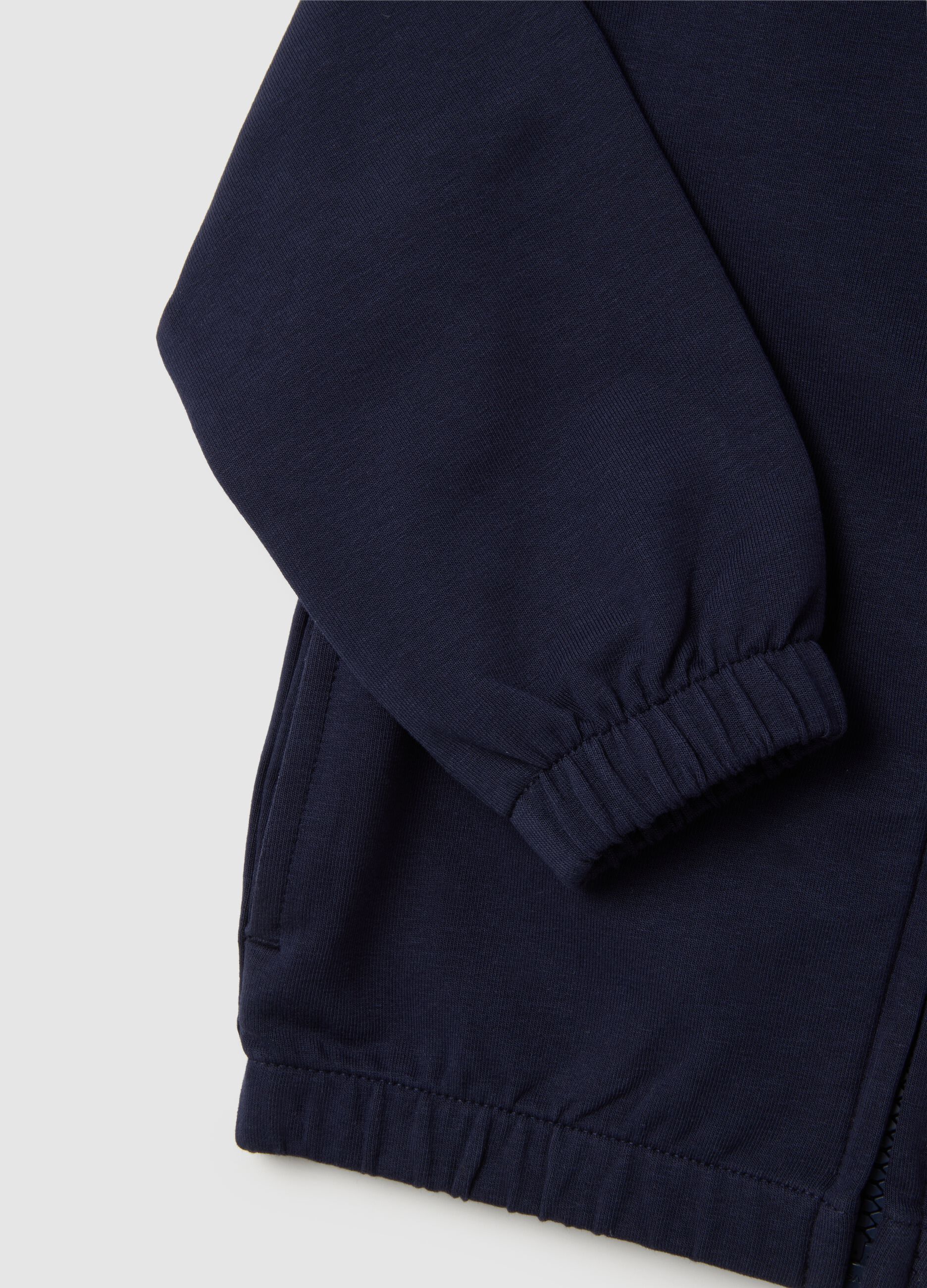 Blue Hoodie with Rhinestone Hearts