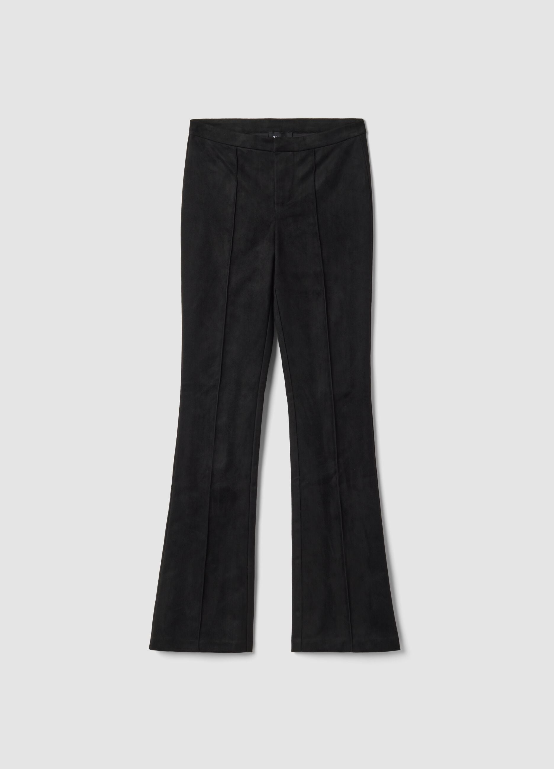 Faux Suede Formal Slim-Fit Trousers