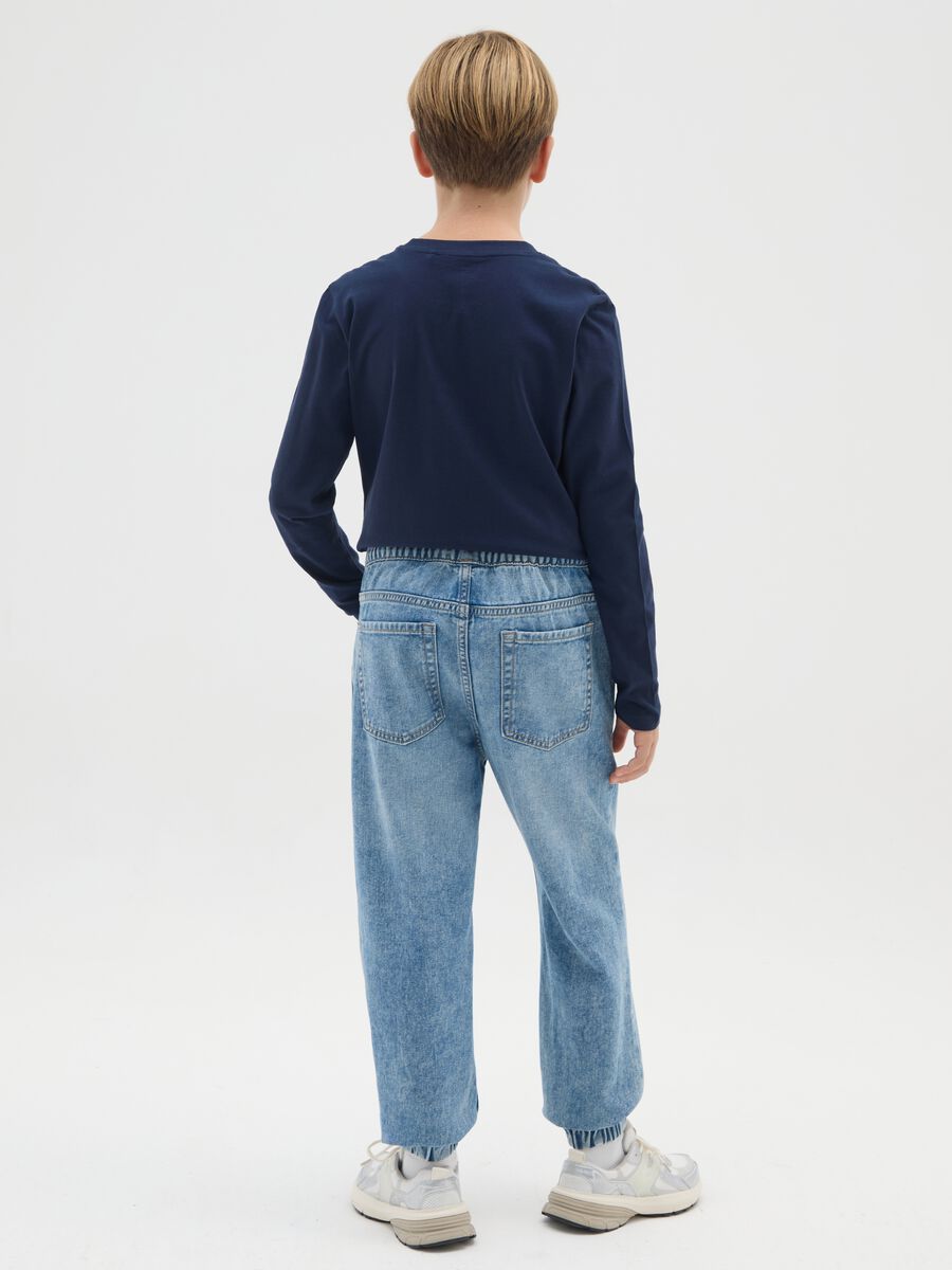 Jog blu in denim da ragazzo in puro cotone regular fit_1