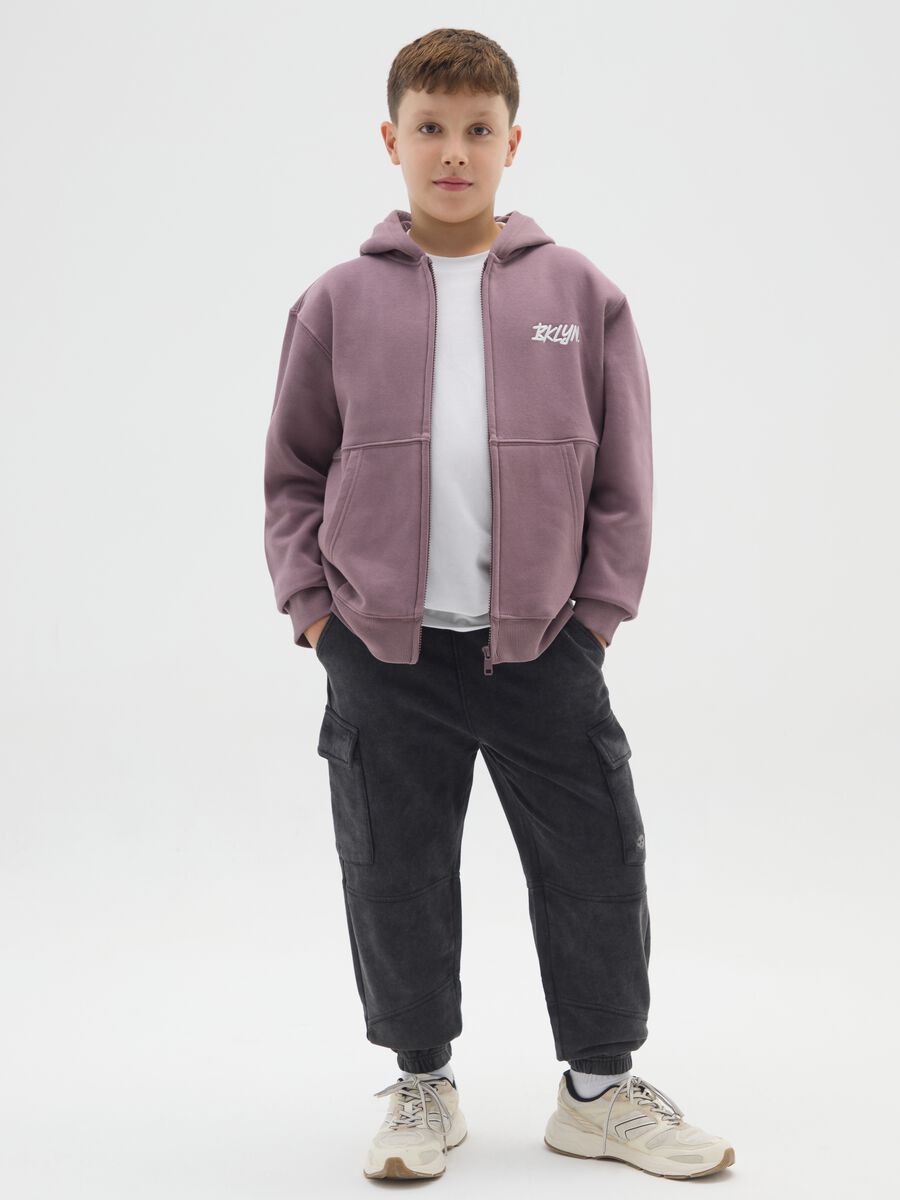 Boys' black cargo trousers in cotton blend regular fit_0