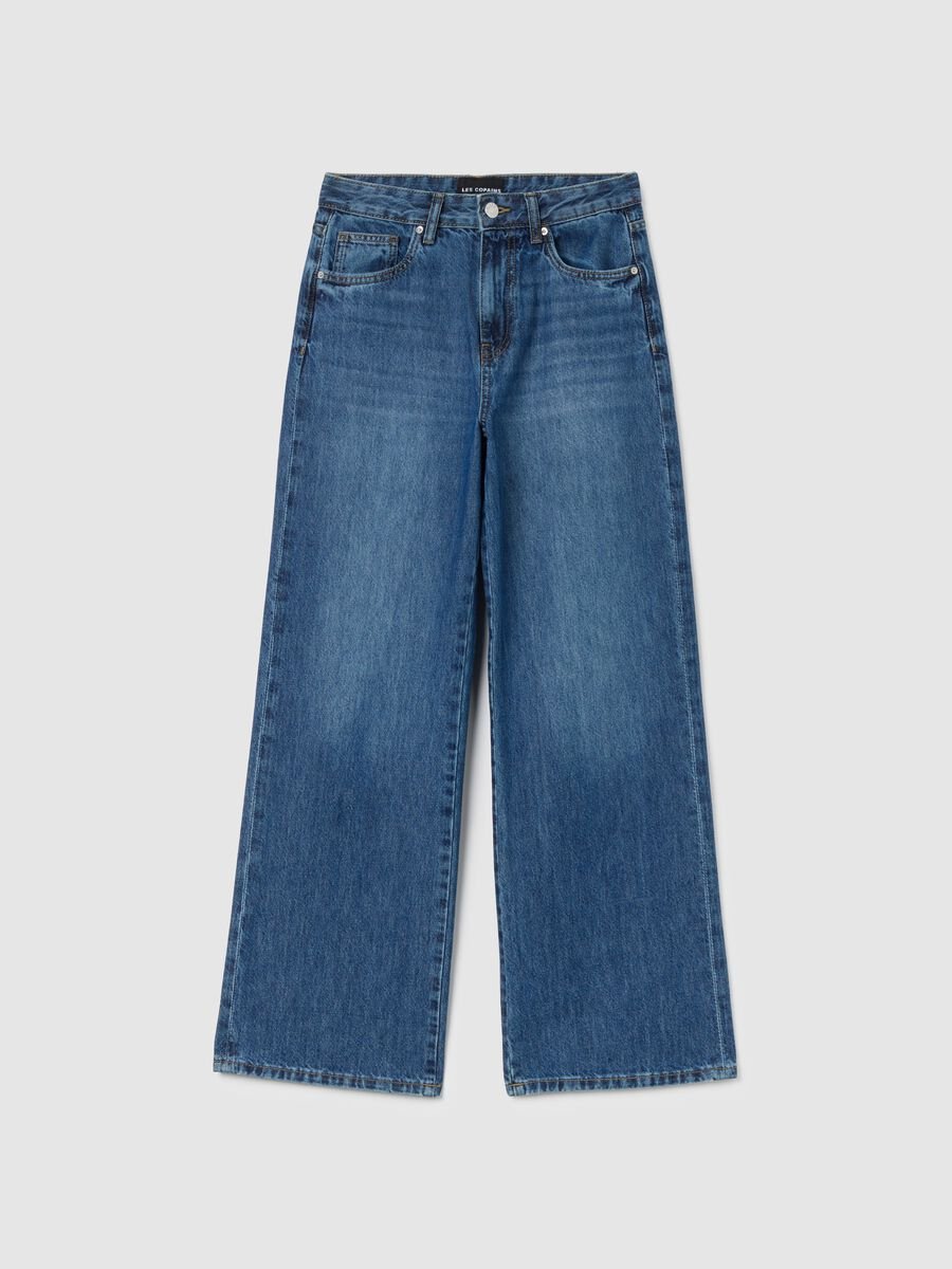 Jeans in puro cotone blu a gamba dritta_4