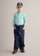 Children's blue pure cotton trousers regular fit with exposed stitching_0