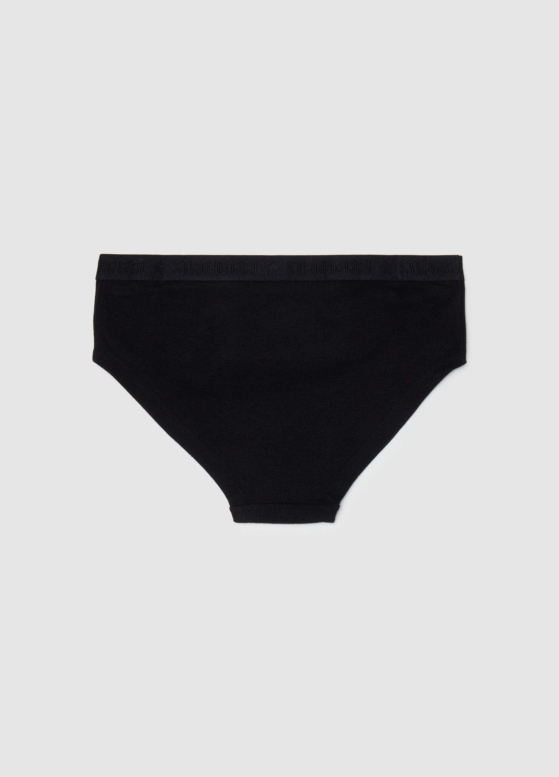 Girls' black cotton knickers regular fit