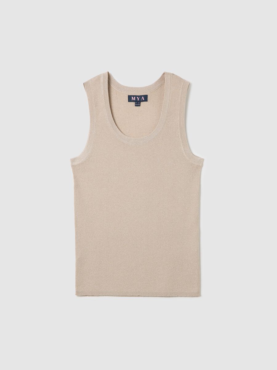 Curvy beige vest top in lurex_0