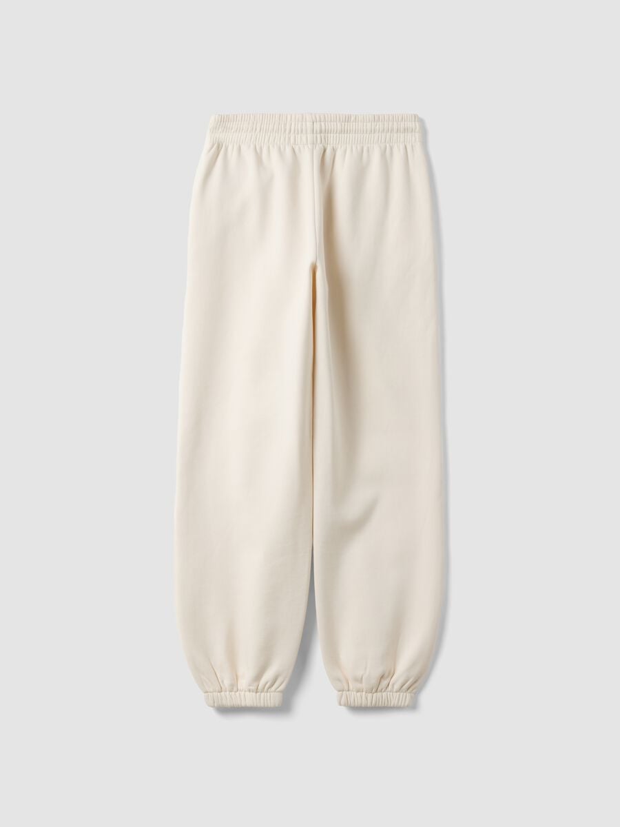 White cotton-blend jogger trousers with elasticated waist, regular fit_1