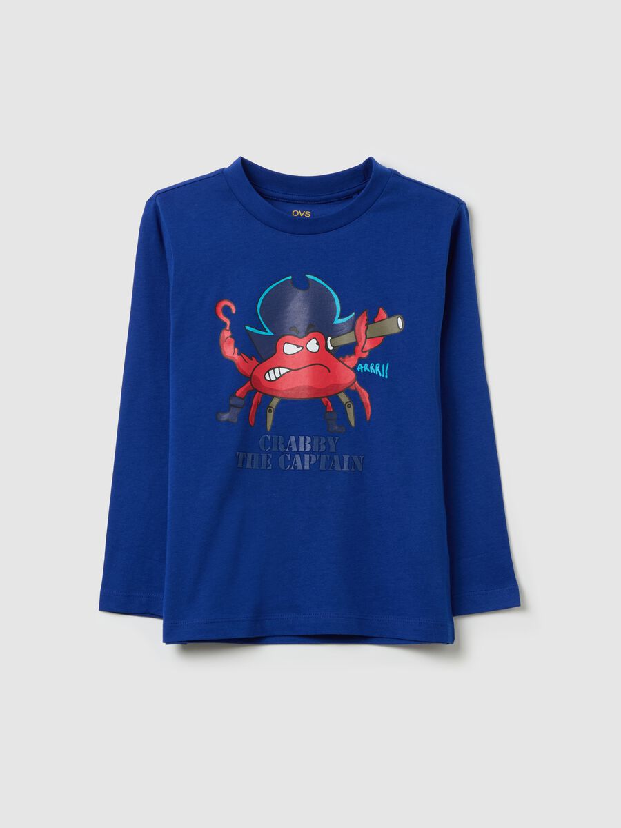T-shirt with long sleeves and "Crabby the Captain” print_0