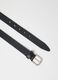 Black genuine leather belt with metal buckle_1